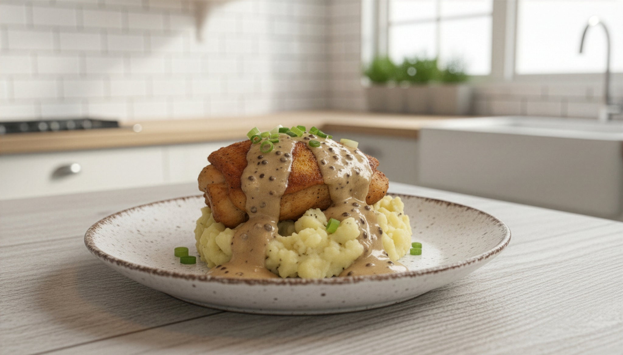 Pan-Seared Chicken Thighs with Creamy Peppercorn Whiskey Sauce Recipe