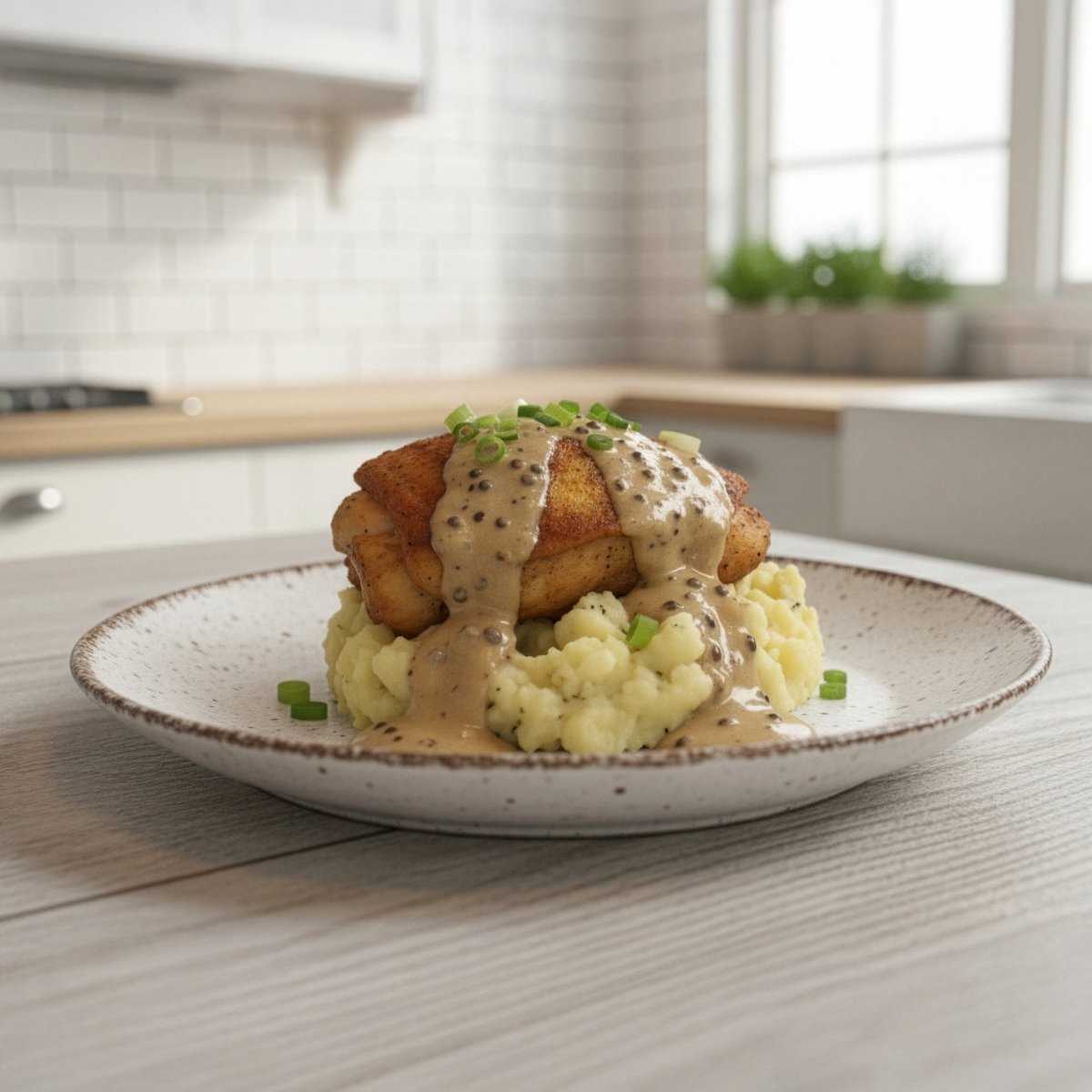 Pan-Seared Chicken Thighs with Creamy Peppercorn Whiskey Sauce Recipe