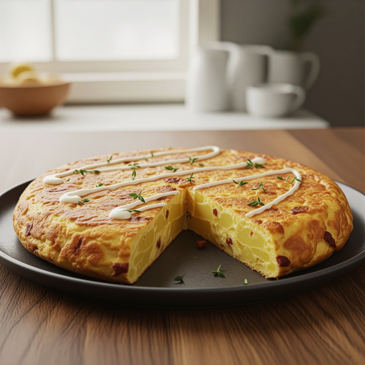 Spanish Tortilla with Spicy Chorizo and Thyme Aioli Recipe