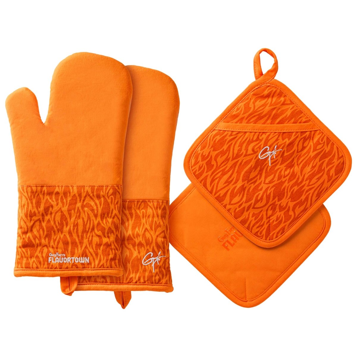 4-Piece Kitchen Set: 2 Flame Oven Mitts and 2 Flame Potholders