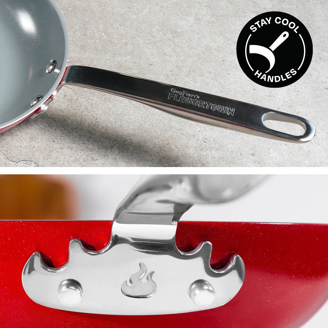 Flavortown Ceramic Cookware has Stay Cool Handles