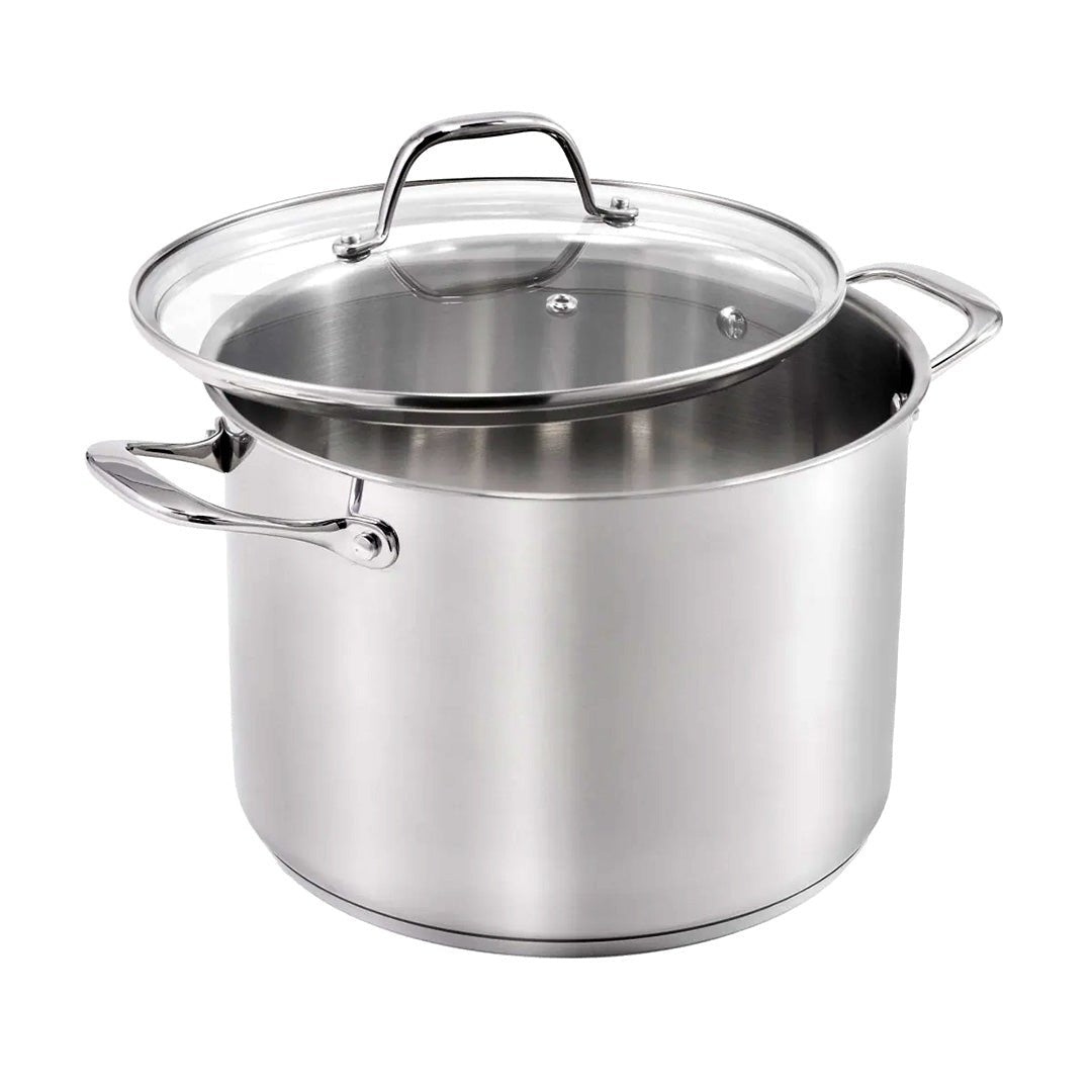 Flavortown Stainless Steel 8qt Stock Pot with Glass Lid