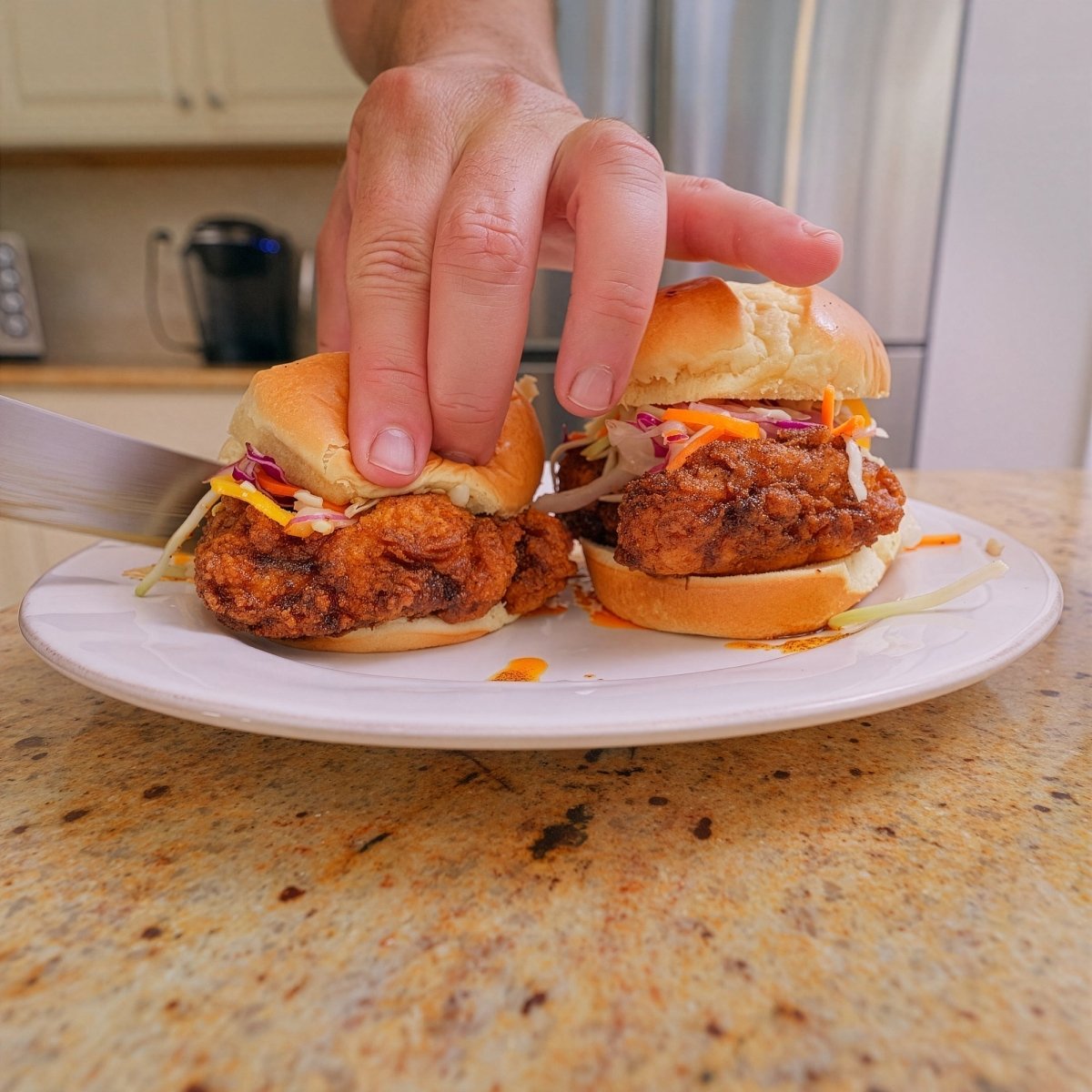 Nashville Hot Chicken Sandwich with Spicy Hot Slaw & Pickles Recipe