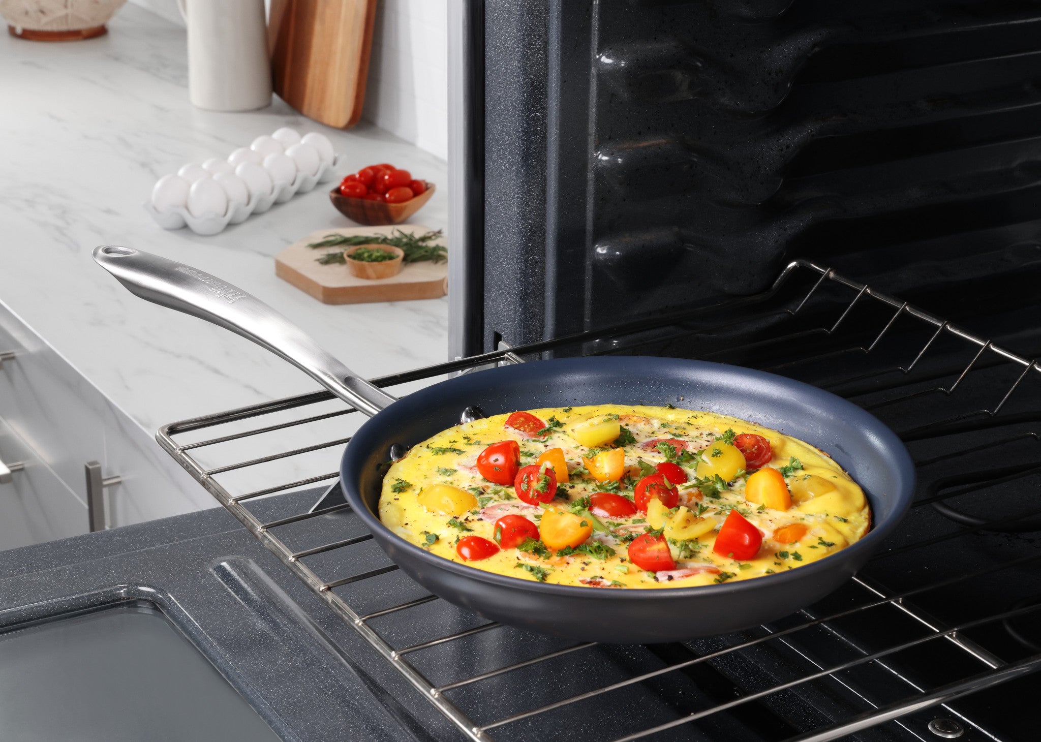 Guy Fieri's Flavortown Laser Titanium 2pcs 10in-12in Frying Pan Set with Frittata