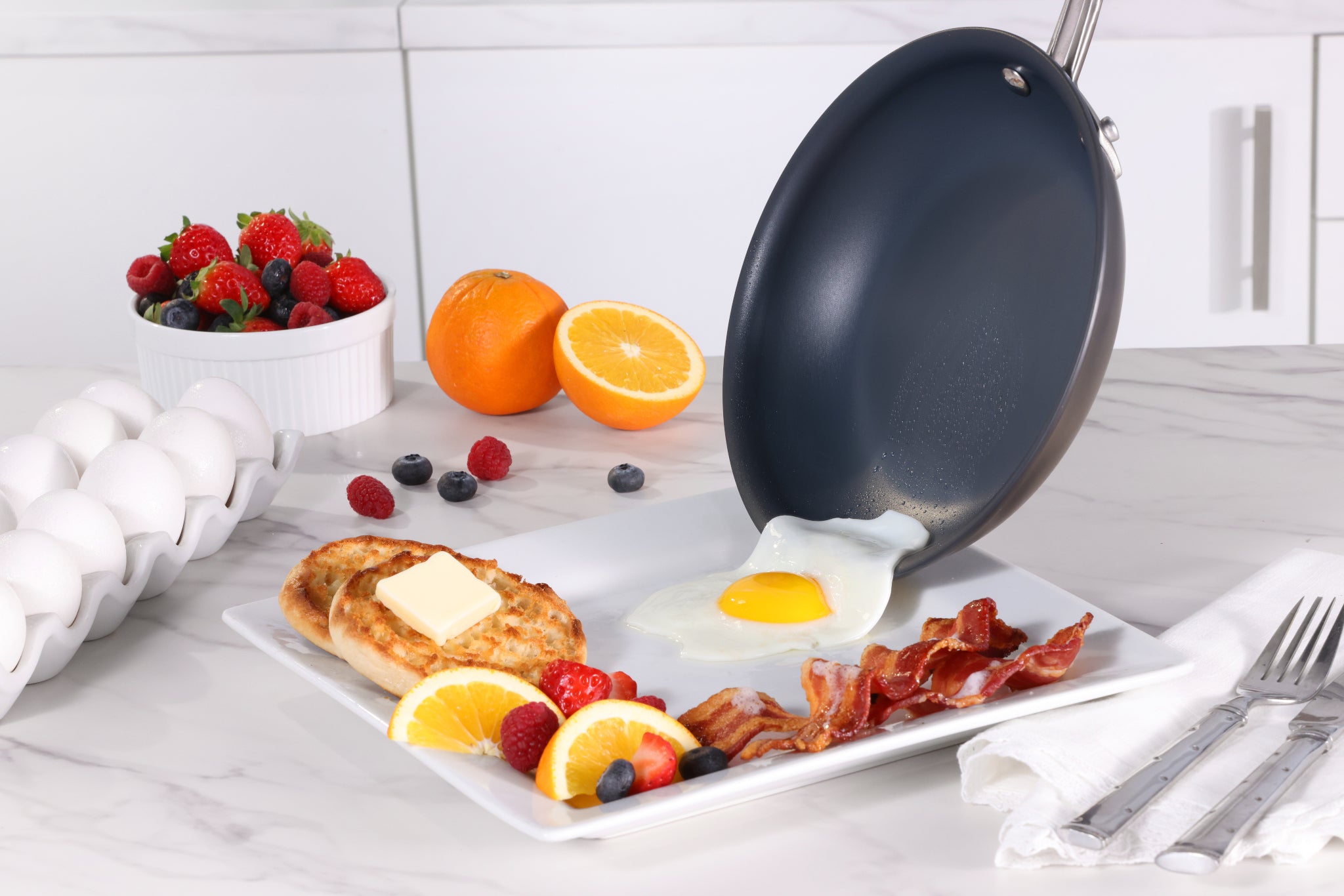 Guy Fieri's Flavortown Laser Titanium 3-piece Fry Pan Set Laser Titanium 3 Piece Fry Pan Set – Guy Fieri's Flavortown