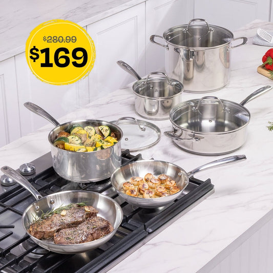 Flavortown Stainless Steel 10pc with Food Lifestyle - Sale